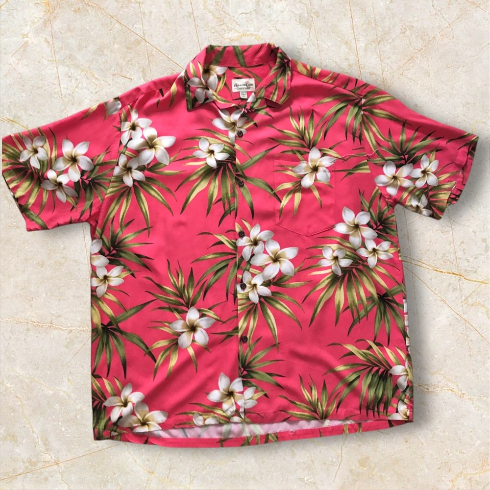 Vintage Aloha Hawaiian Shirt PARADISE BAY Made in Hawaii XL Floral